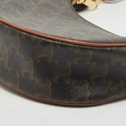 Pre Owned Celine Dark Brown Triomphe Coated Canvas and Leather Ava Hobo