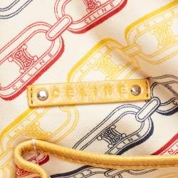 Pre Owned Celine Mustard Crinkled Glossy Leather Logo Satchel