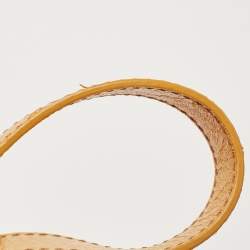 Pre Owned Celine Mustard Crinkled Glossy Leather Logo Satchel