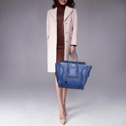 Celine Micro Luggage Smooth Calf Leather Blue Tote Bag – BRANDS N BAGS