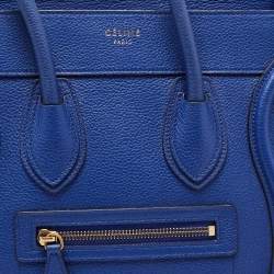 Celine Blue Leather Micro Luggage Tote