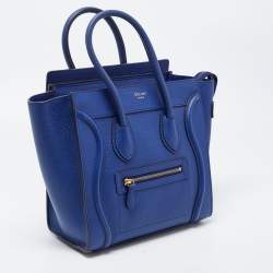 Celine Blue Leather Micro Luggage Tote