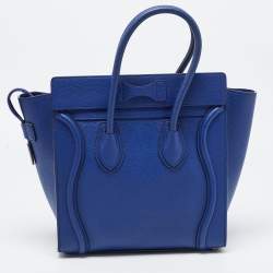 Celine Blue Leather Micro Luggage Tote