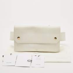 مملوكة مسبقًا Celine White Leather Flap Bum Waist Bag