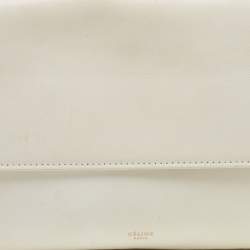 مملوكة مسبقًا Celine White Leather Flap Bum Waist Bag