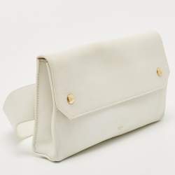 مملوكة مسبقًا Celine White Leather Flap Bum Waist Bag