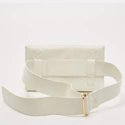 مملوكة مسبقًا Celine White Leather Flap Bum Waist Bag