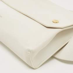 مملوكة مسبقًا Celine White Leather Flap Bum Waist Bag