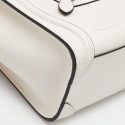 Pre Owned حقيبة يد توتس سيلين نانو لاغيدج جلد وجلد ثعبان بيج/أسود