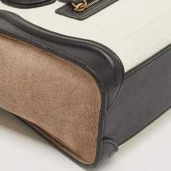 Pre Owned حقيبة يد توتس سيلين نانو لاغيدج جلد وجلد ثعبان بيج/أسود