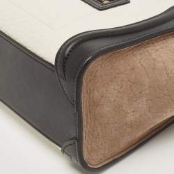 Pre Owned حقيبة يد توتس سيلين نانو لاغيدج جلد وجلد ثعبان بيج/أسود