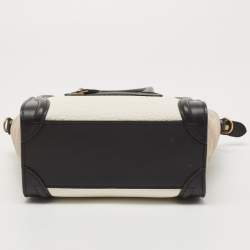 Pre Owned حقيبة يد توتس سيلين نانو لاغيدج جلد وجلد ثعبان بيج/أسود