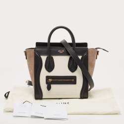 Pre Owned حقيبة يد توتس سيلين نانو لاغيدج جلد وجلد ثعبان بيج/أسود