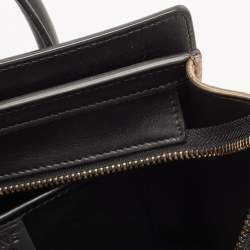 Pre Owned حقيبة يد توتس سيلين نانو لاغيدج جلد وجلد ثعبان بيج/أسود