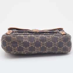 Celine Rose Gold/Blue Macadam Denim and Leather Buckle Flap Hobo