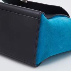 Pre Owned Celine Tri Color Leather and Suede Small Trapeze Top Handle Bag