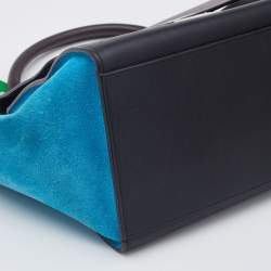 Pre Owned Celine Tri Color Leather and Suede Small Trapeze Top Handle Bag