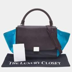 Pre Owned Celine Tri Color Leather and Suede Small Trapeze Top Handle Bag