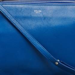 Pre Owned Celine Blue Leather Small Trio Crossbody Bag 