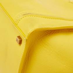Pre Owned Celine Yellow Leather Medium Phantom Luggage Tote