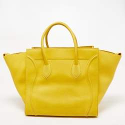 Pre Owned Celine Yellow Leather Medium Phantom Luggage Tote