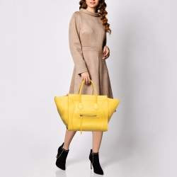 Pre Owned Celine Yellow Leather Medium Phantom Luggage Tote