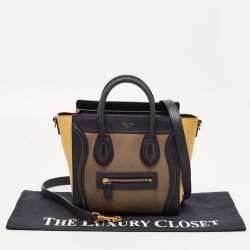 Pre Owned Céline Tri Color Leather and Nubuck Nano Luggage Tote