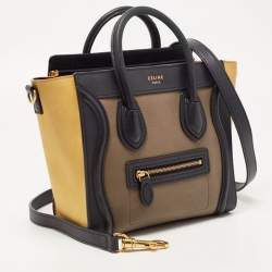 Pre Owned Céline Tri Color Leather and Nubuck Nano Luggage Tote