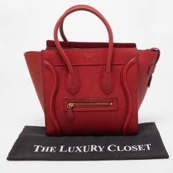 Celine Red Leather Micro Luggage Tote