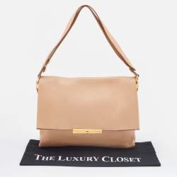 Pre Owned Celine Beige Leather Blade Flap Shoulder Bag