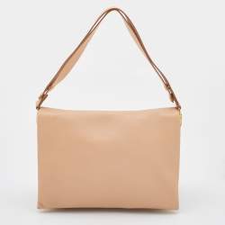 Pre Owned Celine Beige Leather Blade Flap Shoulder Bag