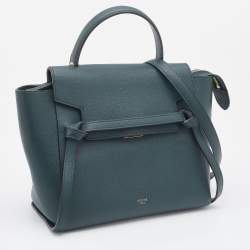 Pre Owned Celine Green Leather Micro Belt Top Handle Bag
