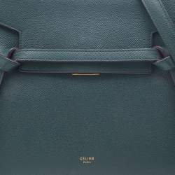 Pre Owned Celine Green Leather Micro Belt Top Handle Bag