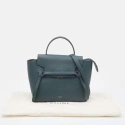 Pre Owned Celine Green Leather Micro Belt Top Handle Bag