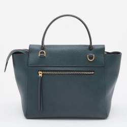 Pre Owned Celine Green Leather Micro Belt Top Handle Bag