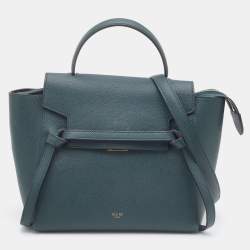Pre Owned Celine Green Leather Micro Belt Top Handle Bag