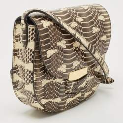 Pre Owned Celine Cream/Black Watersnake Small Trotteur Crossbody Bag