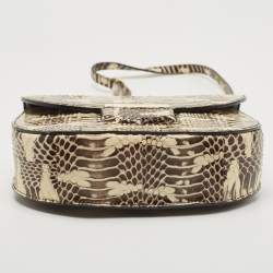 Pre Owned Celine Cream/Black Watersnake Small Trotteur Crossbody Bag
