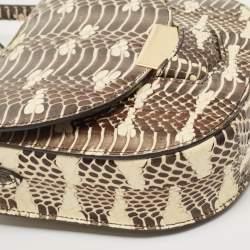 Pre Owned Celine Cream/Black Watersnake Small Trotteur Crossbody Bag