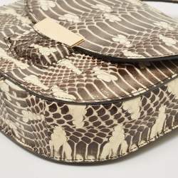 Pre Owned Celine Cream/Black Watersnake Small Trotteur Crossbody Bag