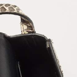 Pre Owned Celine Cream/Black Watersnake Small Trotteur Crossbody Bag