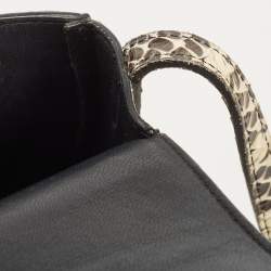 Pre Owned Celine Cream/Black Watersnake Small Trotteur Crossbody Bag