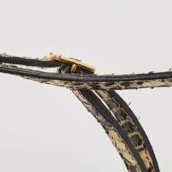 Pre Owned Celine Cream/Black Watersnake Small Trotteur Crossbody Bag