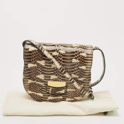 Pre Owned Celine Cream/Black Watersnake Small Trotteur Crossbody Bag