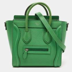 Celine Green Leather Nano Luggage Tote