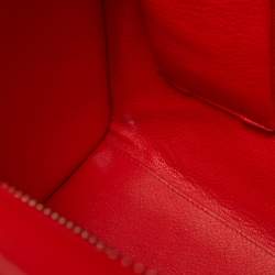 Pre Owned Celine Red Leather Micro Luggage Tote