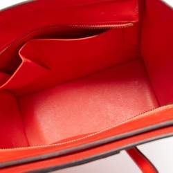 Pre Owned Celine Red Leather Micro Luggage Tote