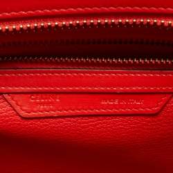 Pre Owned Celine Red Leather Micro Luggage Tote