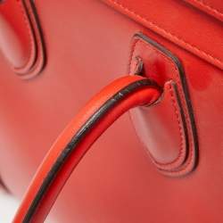 Pre Owned Celine Red Leather Micro Luggage Tote