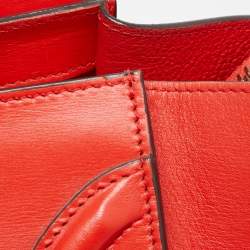 Pre Owned Celine Red Leather Micro Luggage Tote